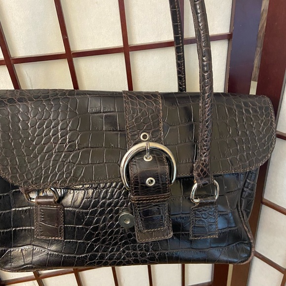 Appleseed's chocolate genuine leather satchel shoulder bag in EUC! Made in Italy - Picture 2 of 6